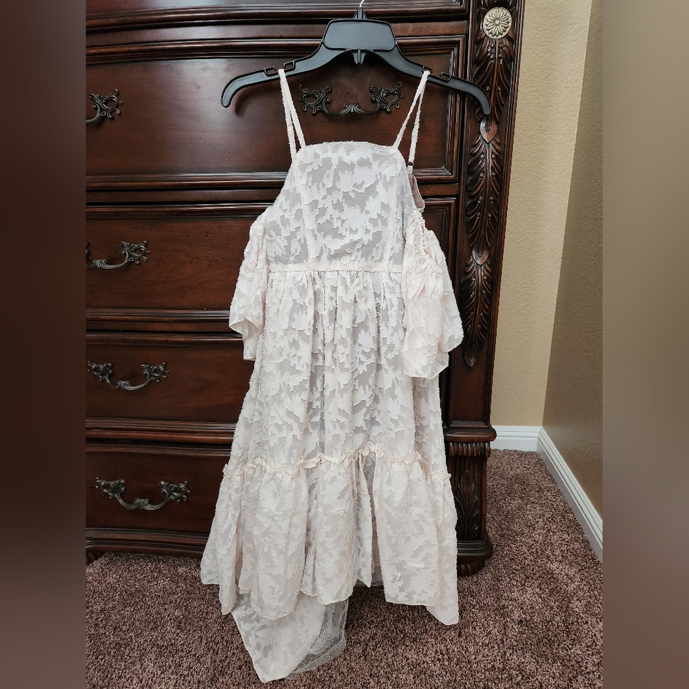 Joyfolie girls cold shoulder dress - cream